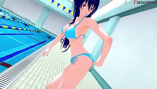 Rias & akeno lagi asik seks threesome sambil nelpon dan akeno ngentot di kolam renang umum - dxd ntr serial madness