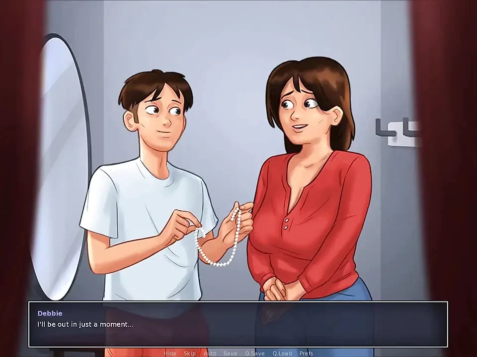Summertime saga: stepmom kisses her stepson in the common room ep 40