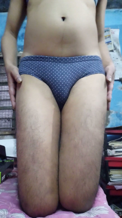 Indian teen boy wearing blue 💙 bra and dotted panty | Clip 1