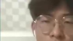 Korean boy with glasses cum frontal to camera