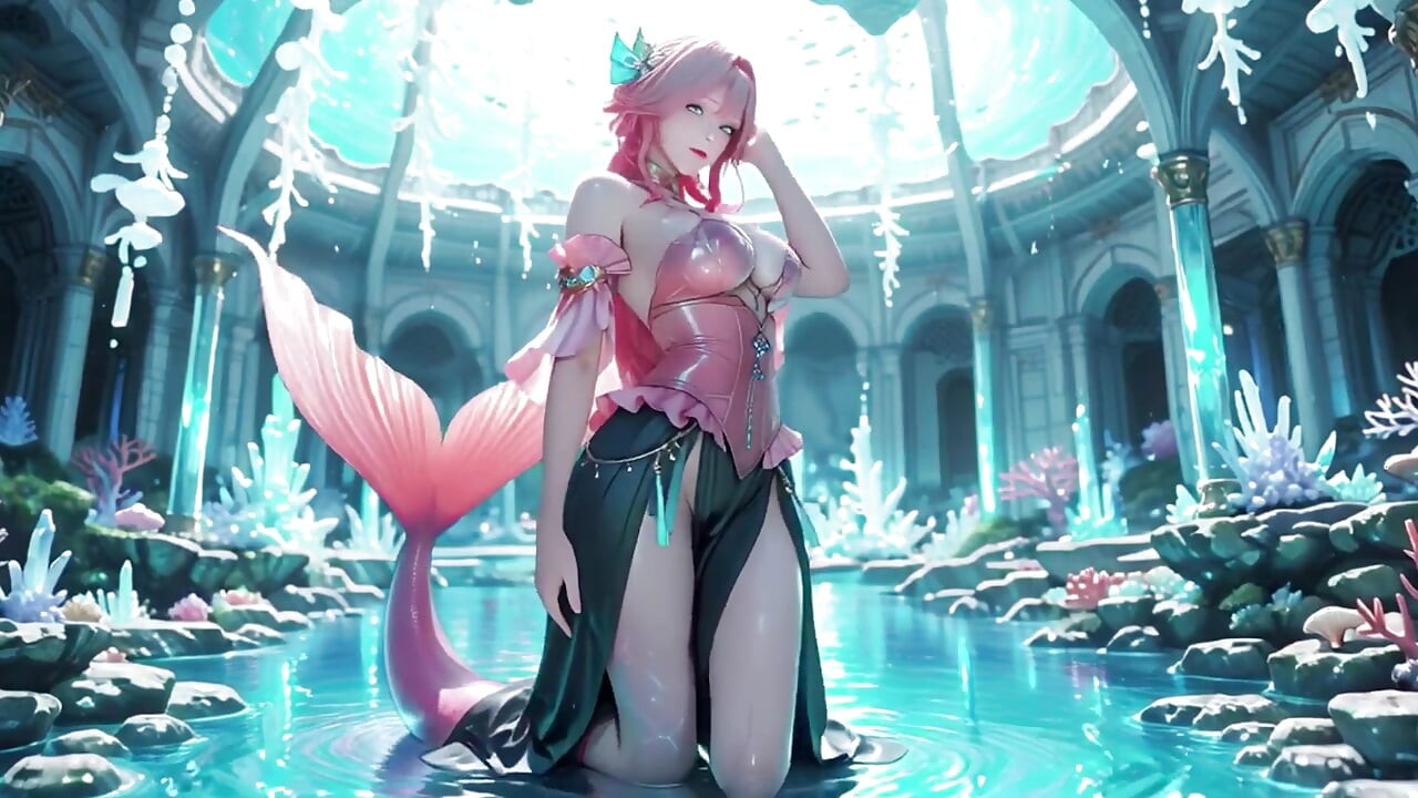 Pink Mermaid Queen! Private Gaze in the Underwater Palace, From Deep Sea Dreams to Beach Climax.