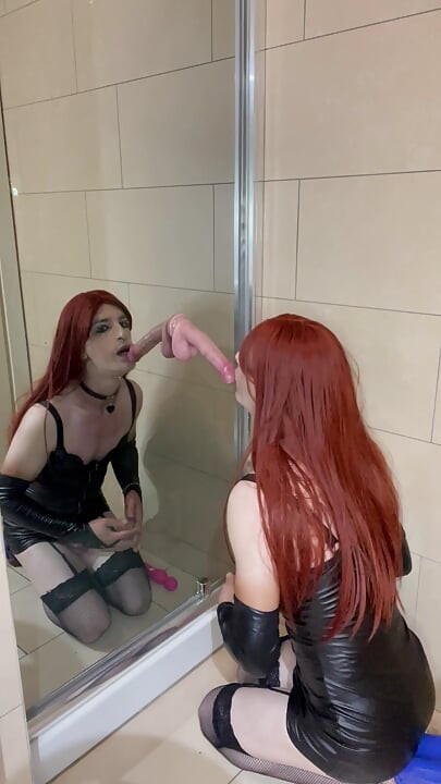 Sissy Slut Says Yes To Orally With A Dildo And Ruins Her Make-Up By Deepthroating