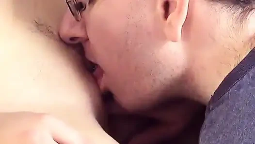 Young Flat-chested Girl Next Door Pounded by Condomed Guy on a Couch