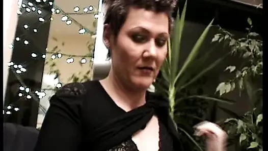 Dirty German slut shaves her twat in solo scene
