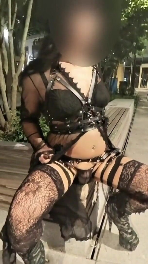 kinky gothic slut outdoor exploring the city center. | Clip 3