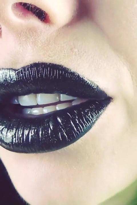 Kisses from black shiny lips ASMR JOI