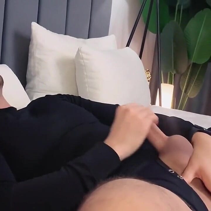 Handsome guy with big dick plays