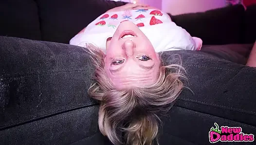 Blonde Whore Gets Her Face Fucked Upside Down