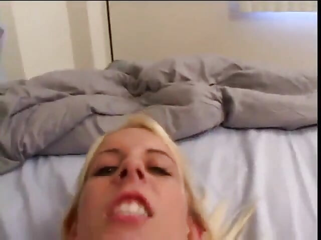 Horny blonde gets to suck a dude while he is filming her