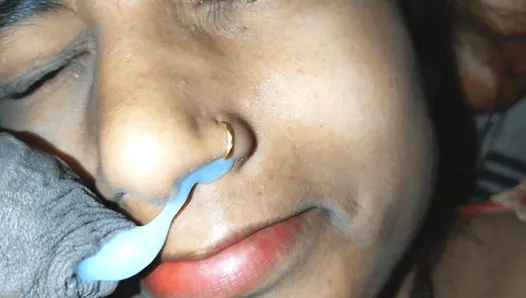 Cum in side nose and mouth 👄