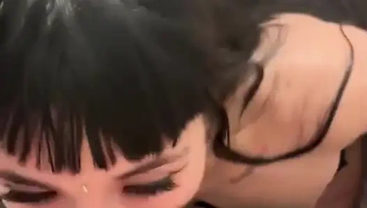 A delicious cumshot on her slut face