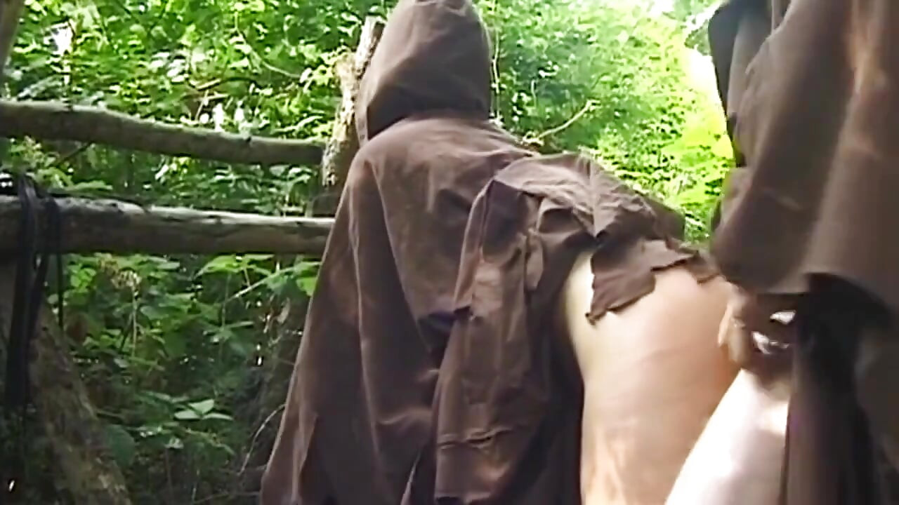 Mature MILF in Monk Robes Sucks Cock Blindfolded Outdoors