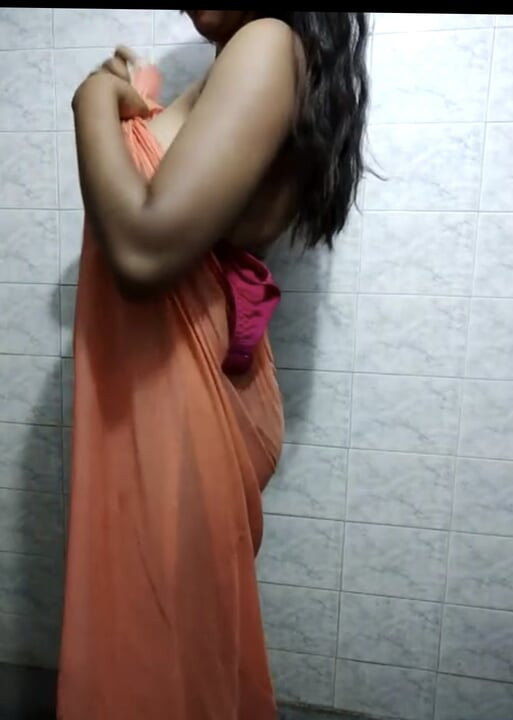 Indian Bhabhi is Nude bath in bathroom with Dirty talking