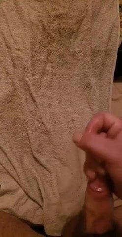 Stroking with thick cum shot
