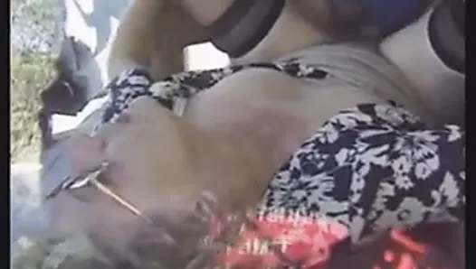 Blonde Granny Patrica Gets Fucked in the Back Seat