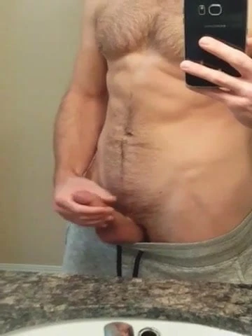 Str8 fit in front of the mirror with big cum