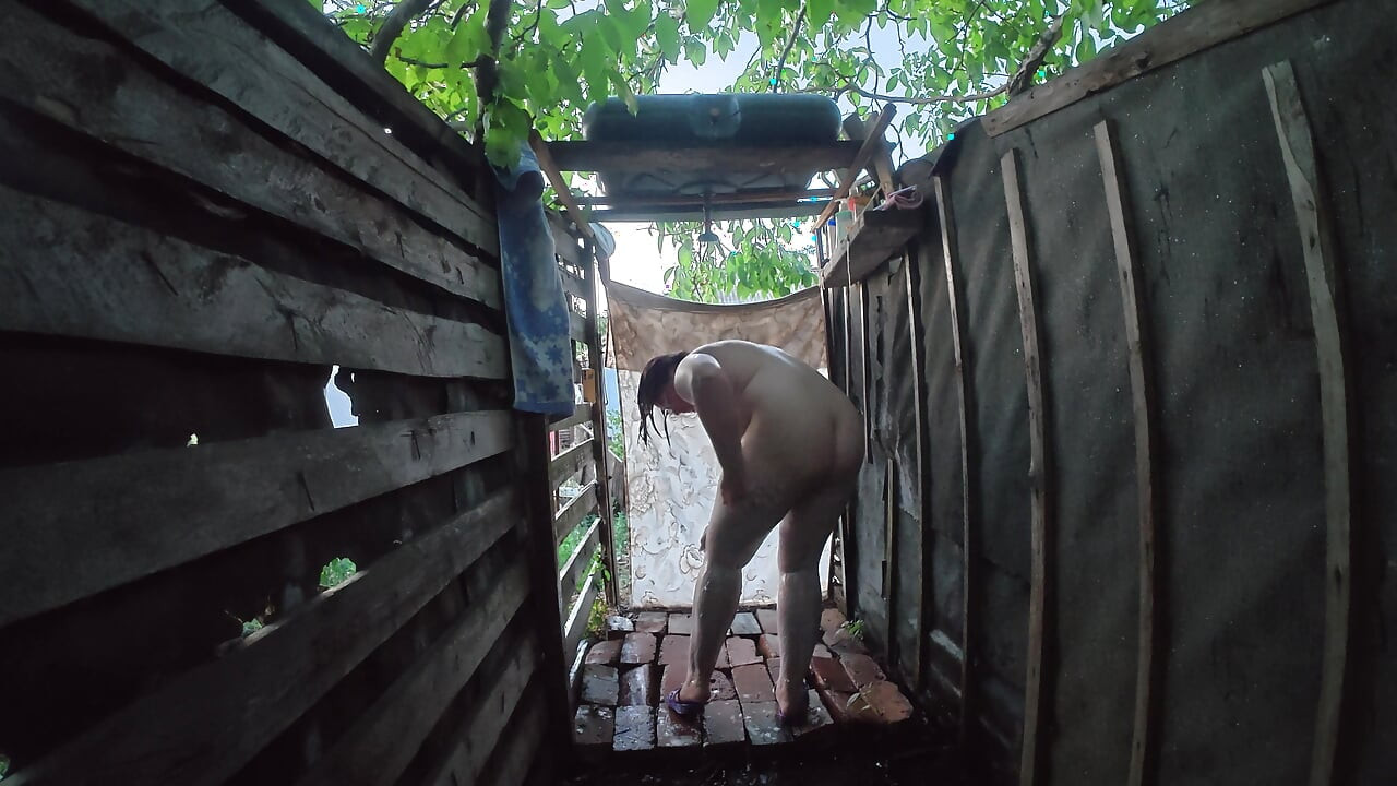 Tanya in Distant Peeping View Outdoor Village Shower
