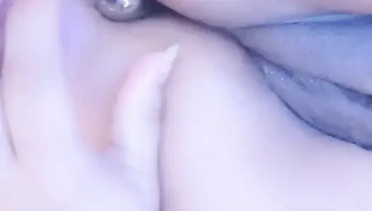 Alone at home playing with foxtail and from behind