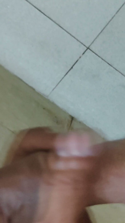 7.5 inch Lovely hard big cock morning bathroom cum | Clip 1