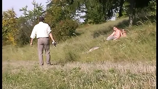 Busty blonde pussy licked and slammed outdoors