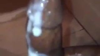 Thick cum oozing out of my horny dick