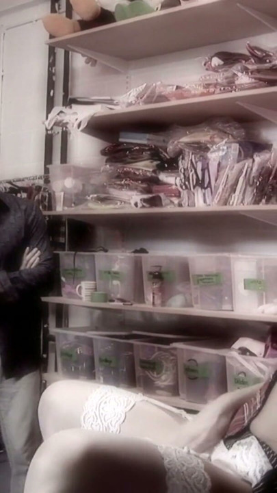 Stunning salesgirl fucks a hot guy in the back of a shop | Clip 1