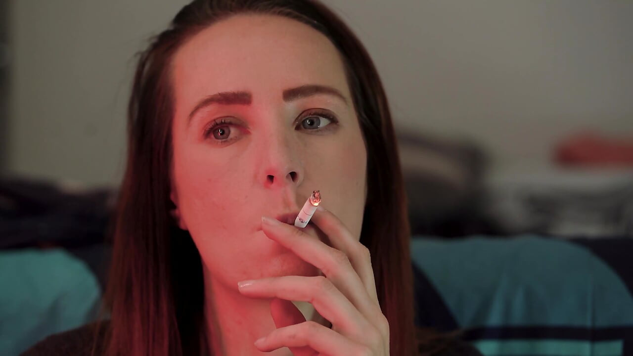 Petite Brunette Close up Smoking Tease