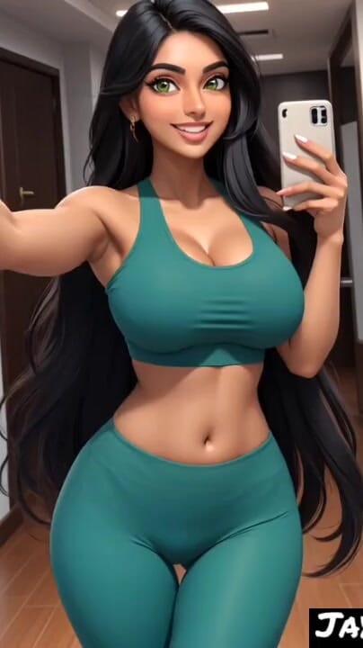 Detik ikonik dari "Jaya Anjali India di pusat kecergasan (model Ai)"