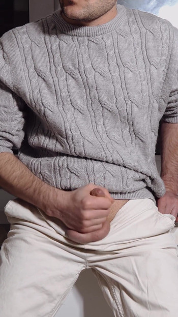 Emotional moment from "A young guy jerks off his dick and cums loudly"