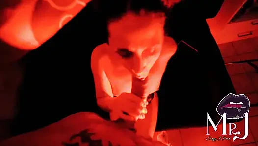 Nyx and MrJ... under a red light