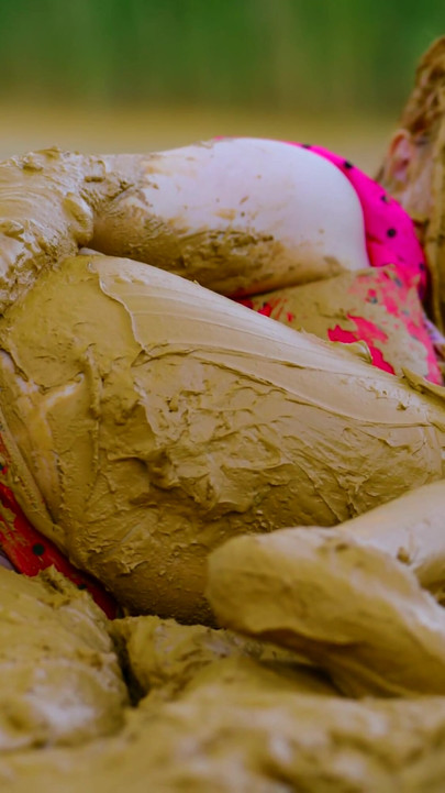 Emotional moment from "Orgasm in lake of mud - masturbating in clay"