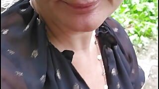I caress myself in the woods and get surprised by a stranger I decide to suck him thoroughly like a good milf