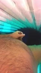 Hubby jacking in tanning bed. Super load