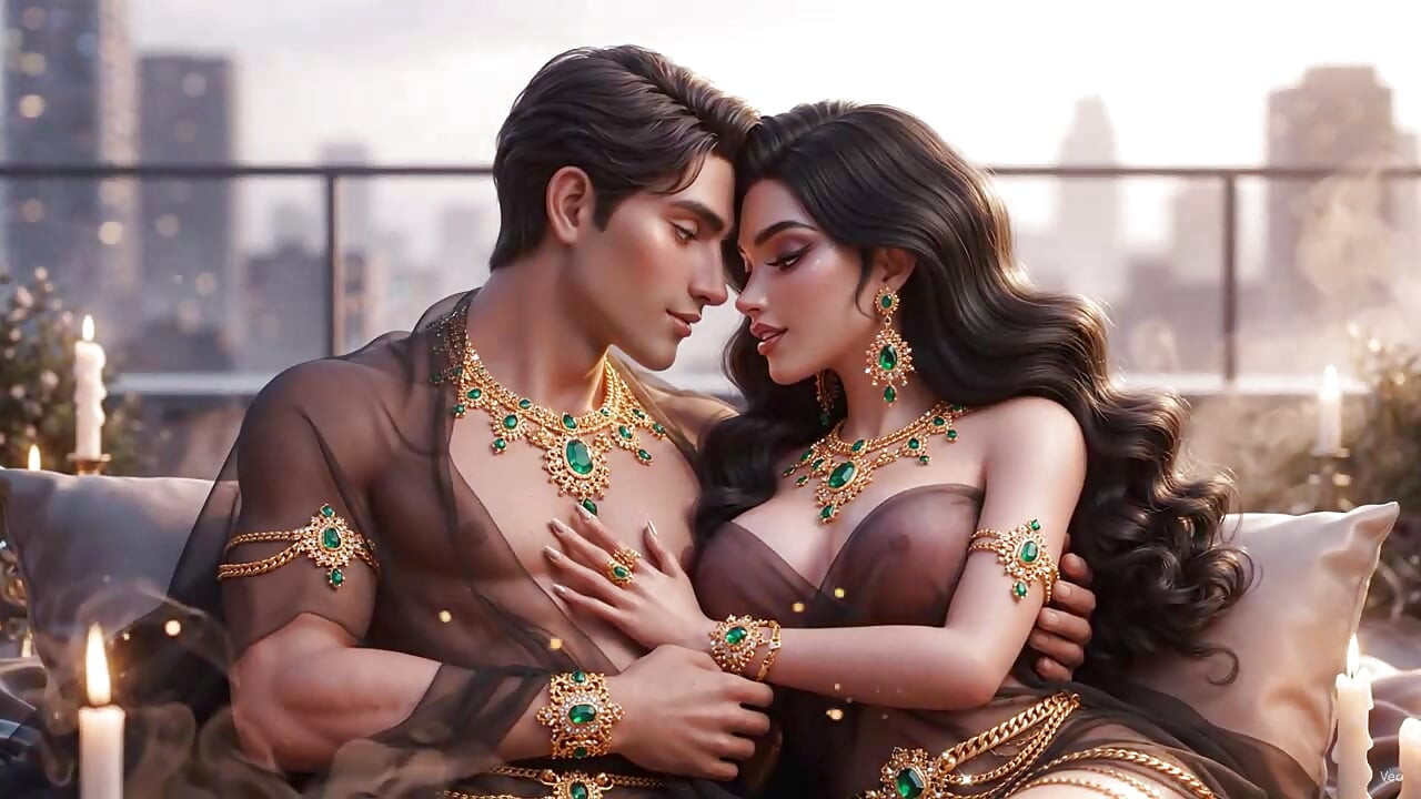 Romantisk Desi Par Seng Pe Myk Intim Omfavnelse - Hvit Saree Mein Sexy Kone Aur Ektemann Ki Full Romantikk