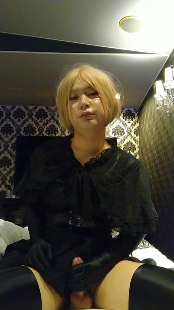 Captivating moment from "A big cross-dressing boy wearing a dress masturbated comfortably with an embarrassing appearance."