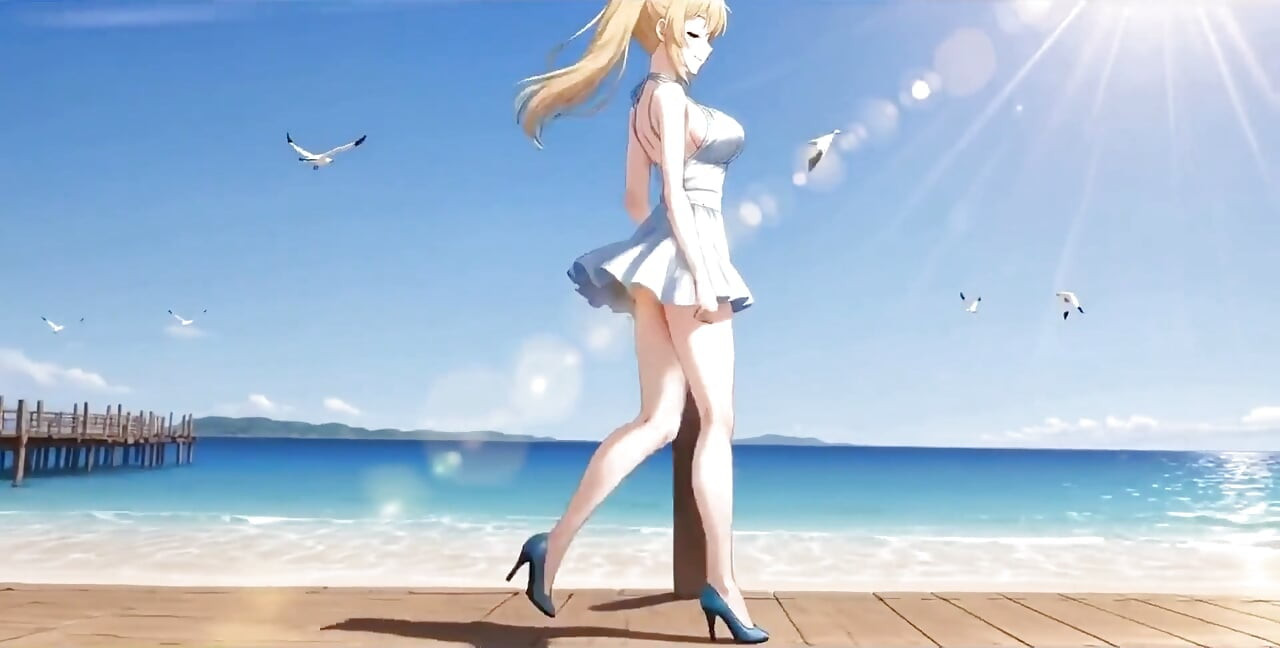 Blondynka mini sukienka dziwka Pier Tyłek & Tit Flash Głośna masturbacja Ai Wygenerowany