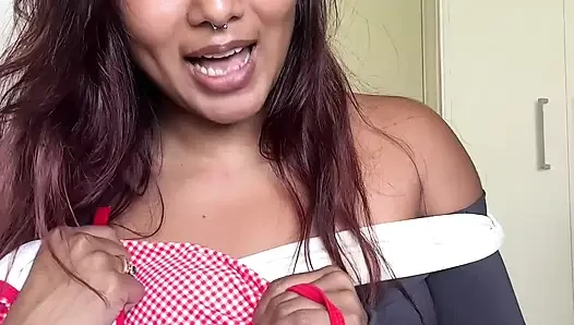 Watch this small desi girl Mia Z try on cute lingerie