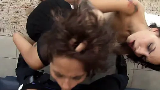 Veronica Leal and Matilde Ramos fucking in their first porn scene