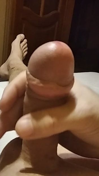my husband is playing with his wet, beautiful cock. :)))