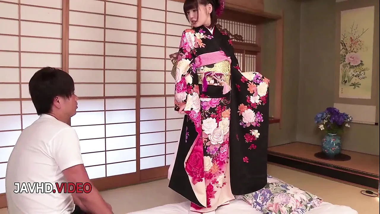 Sultry Asian beauty in kimono gets fucked fiercely then hotly cum filled today