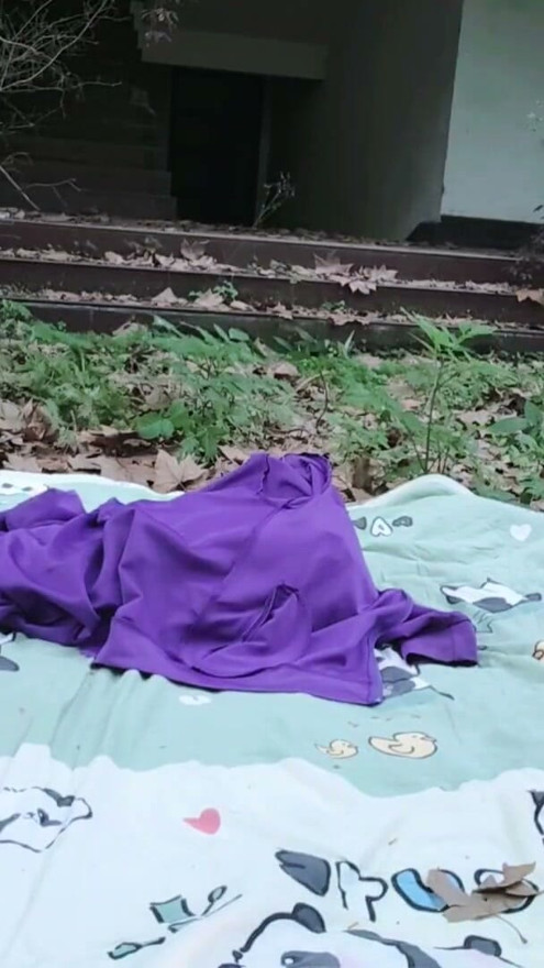A mischievous Asian boy masturbates, moaning and ejaculating in the atrium garden of an abandoned hotel | Clip 1