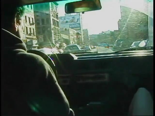 Commuter redhead carpools with creep who debases her in car in city traffic