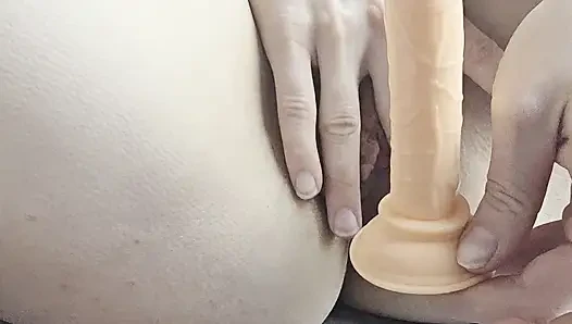 Solo anal play with the dildo