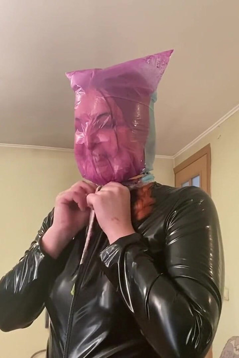 Colored Plastic Bags Breathplay in Latex