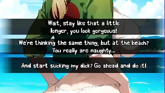 The date with Tsunade on the beach. Topless of Naruto's biggest natural tits.