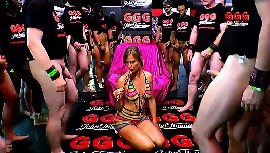 Ggg - Spermakoenigin Blonde Sucks Multiple Cocks Wildly