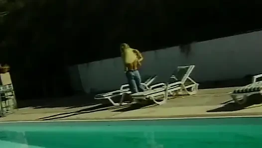 Attractive Blonde Dolls Having Lesbian Fun by the Pool