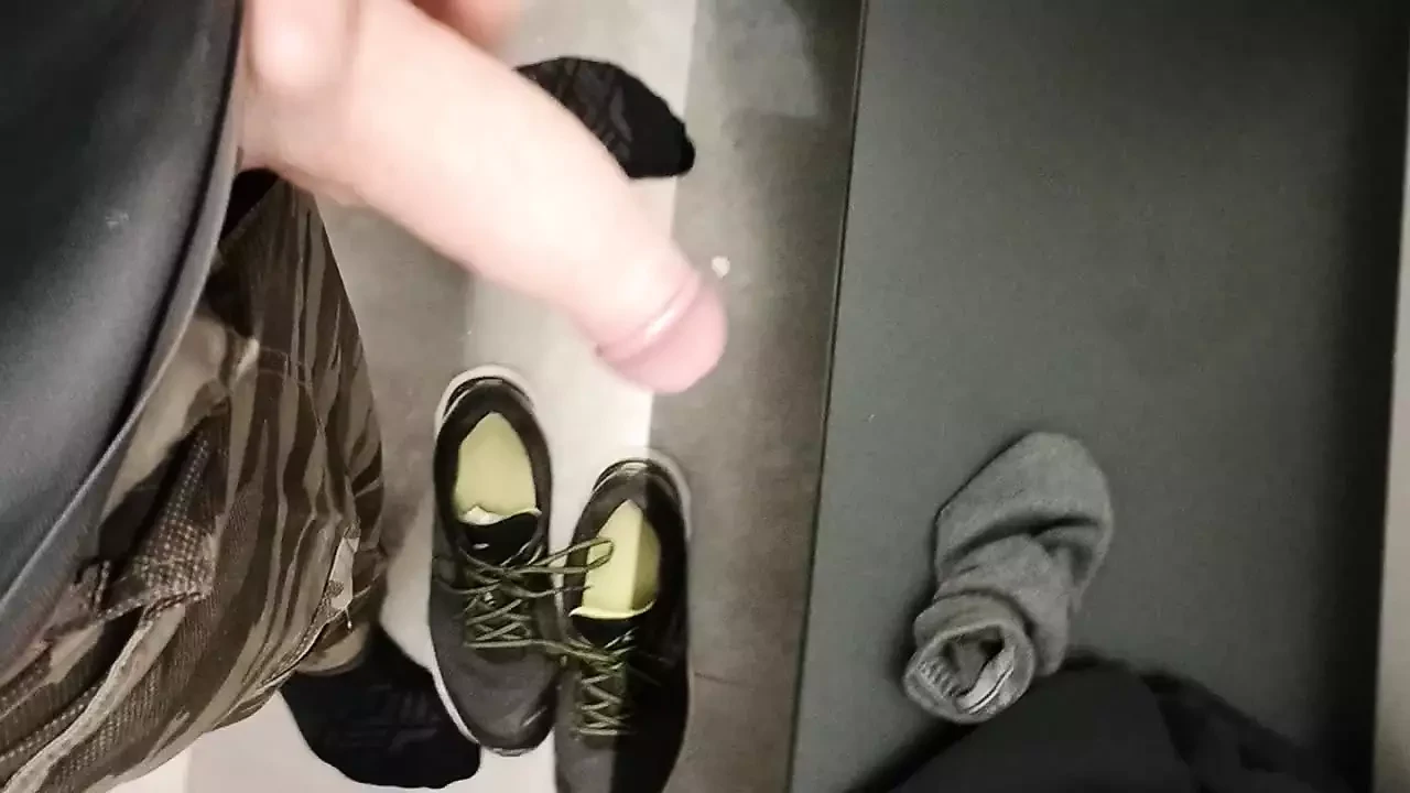 Wank in the change room of the sport shop