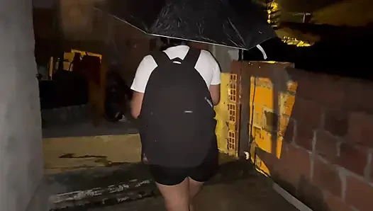 Busty schoolgirl is it's a rainy day !  Deepthroat