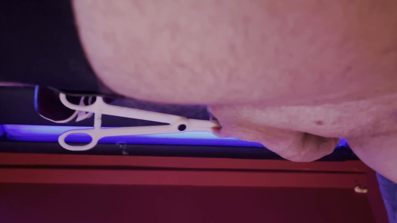 Kinky CBT Preparing for Self Scrotum Piercing.